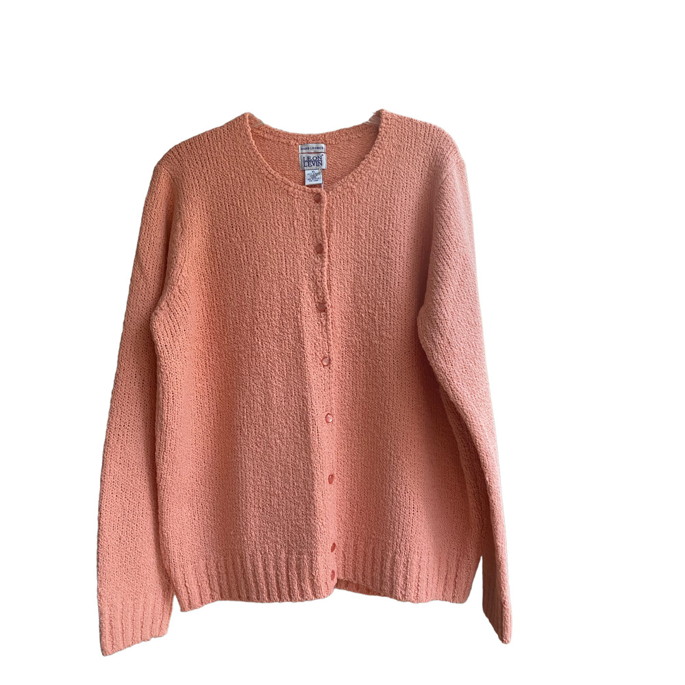 Leon Levin Womens Pink Cardigan Sweater, Size XL